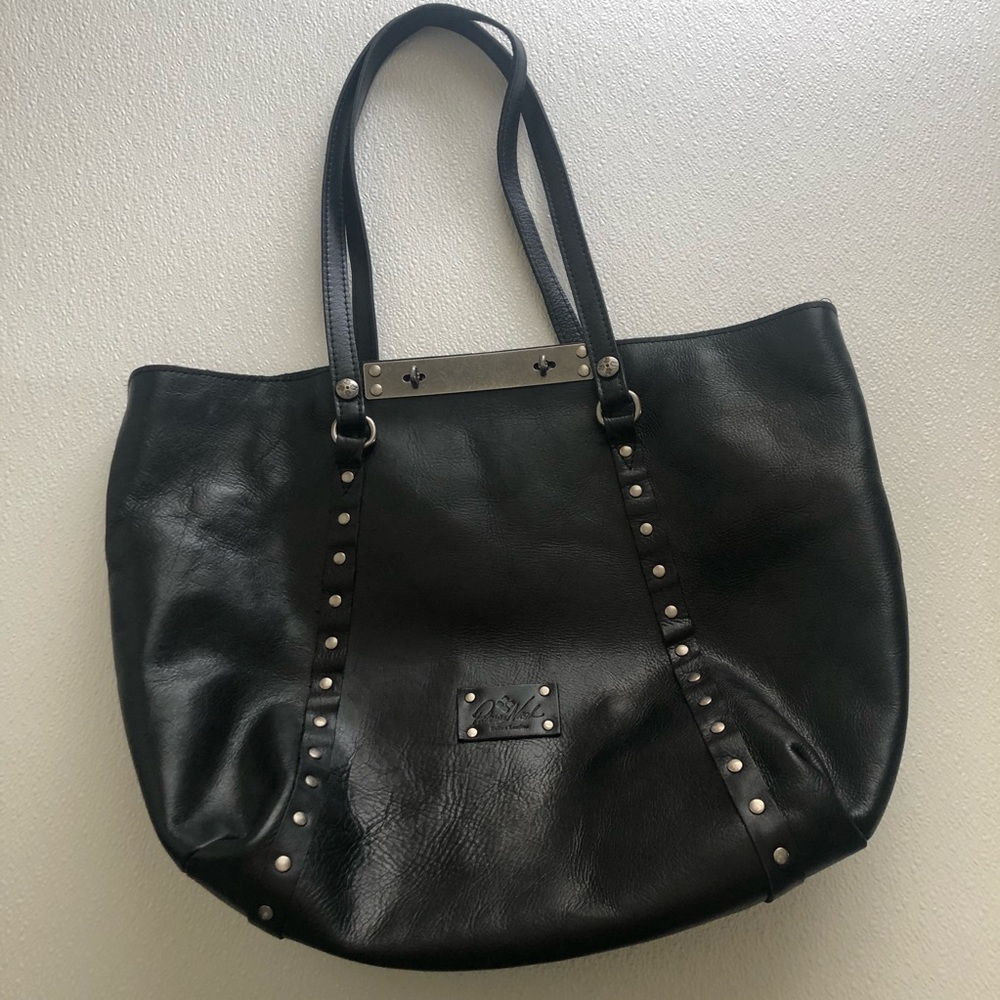 Patricia Nash Black Studded Shoulder Tote Gem